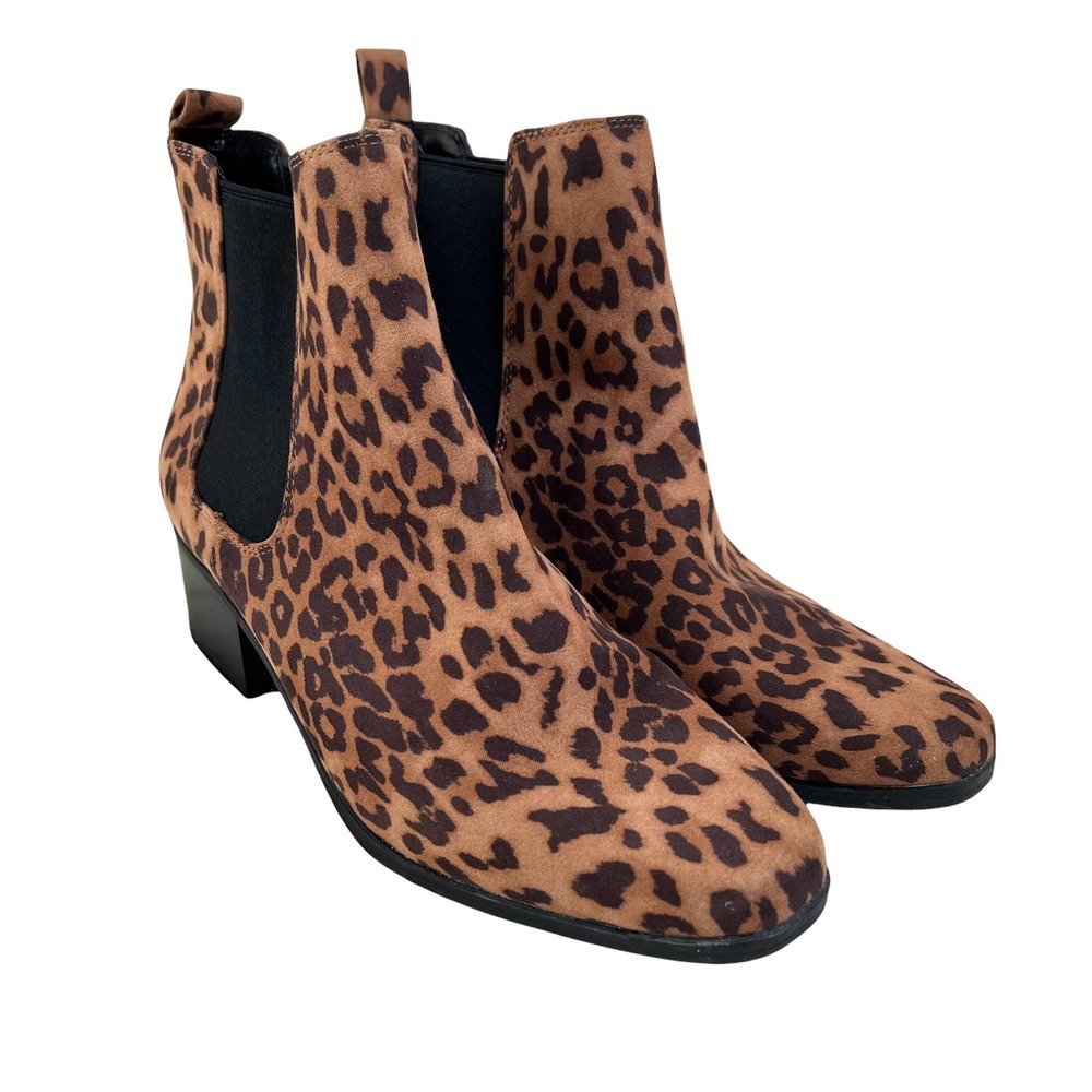 A New Day Target Leopard Ankle Boots Pull Up Sz 10